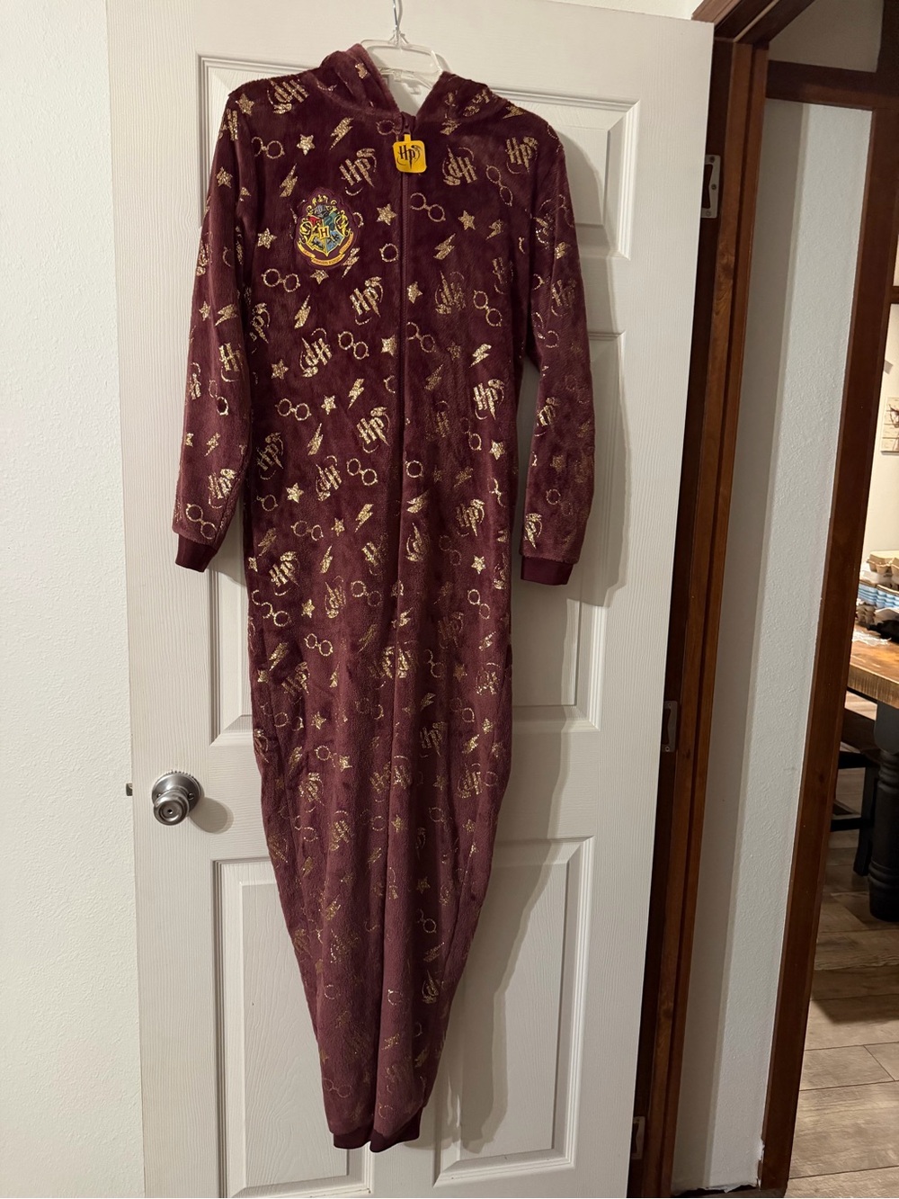 Harry Potter Burgundy Hogwarts Hooded One-Piece Pajama
